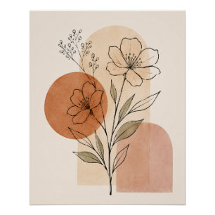 Minimalistischer botanischer Linienkunst-Druck B Poster