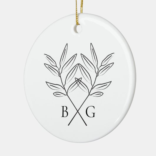 Minimalistischer Botanischer Monogramm-Hochzeitssa Keramik Ornament (Links)