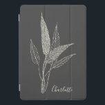 Minimalistischer botanischer Personalisierter Name iPad Pro Cover<br><div class="desc">Eine elegante iPad-Hülle mit einer zarten botanischen Illustration in einem feinen Kunststil. Das monochrome Design vor einem dunklen Hintergrund verleiht ihm einen raffinierten und zeitlosen Anklang. Personalisiert mit einem individuelle Name, ist dieser Fall perfekt für Naturliebhaber, Künstler, Schriftsteller oder alle, die moderne minimalistische Ästhetik schätzen. Ein stilvolles und praktisches Geschenk...</div>