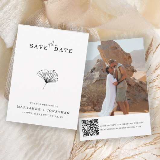 Minimalistischer botanischer QR-Code-Foto Save The Date