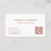 Minimalistischer botanischer QR Code Terracotta Visitenkarte (Rückseite)