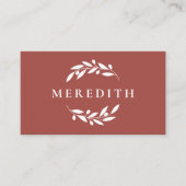 Minimalistischer botanischer QR Code Terracotta Visitenkarte (Vorderseite)