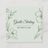 Minimalistischer Botanischer Salbei Grün Esthetike Quadratische Visitenkarte (Vorderseite)