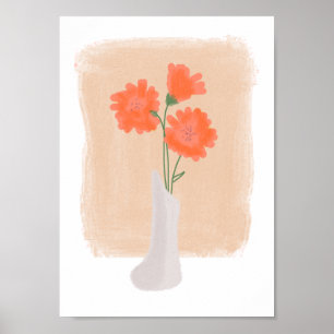 Minimalistischer botanischer Wasserfarben-Blumen-V Poster