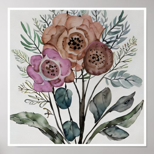 Minimalistischer Bouquet von Blume Poster (Vorne)