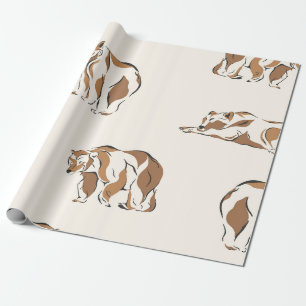 Minimalistischer brauner handgezeichneter Bär Wild Geschenkpapier