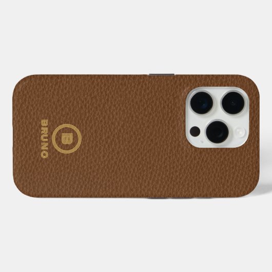 Minimalistischer brauner Ledertext mit benutzerdef Case-Mate iPhone Hülle (Rückseite (Horizontal))