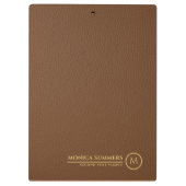 Minimalistischer brauner Ledertext mit benutzerdef Klemmbrett (Rückseite)