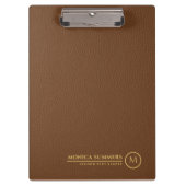 Minimalistischer brauner Ledertext mit benutzerdef Klemmbrett (Vorderseite)