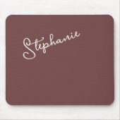 Minimalistischer brauner trendiger Skript-Name Mousepad (Vorne)
