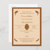 Minimalistischer brauner und beigefarbener Abschlu Ankündigungspostkarte (Vorne/Hinten)