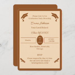 Minimalistischer brauner und beigefarbener Abschlu Einladung
