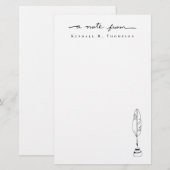 Minimalistischer Briefsatz Feder A Notiz von Briefpapier (Vorne/Hinten)
