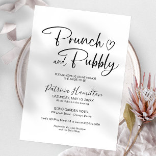 Minimalistischer Brunch und sprudelnde Brautparty Einladung