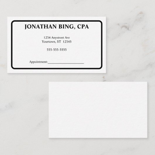 Minimalistischer Buchhalter für Schwarz und Weiß Visitenkarte (Vorne/Hinten)