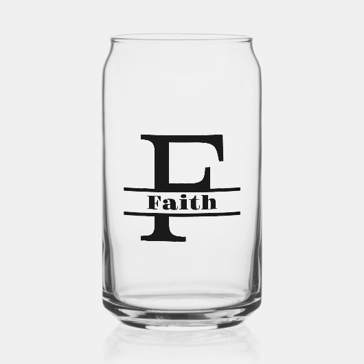 Minimalistischer Buchstabe F Monogramm und Individ Dosenglas (Vorderseite)