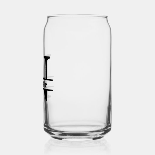 Minimalistischer Buchstabe N Monogramm und Individ Dosenglas (Links)