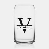 Minimalistischer Buchstabe V Monogramm und Individ Dosenglas (Vorderseite)