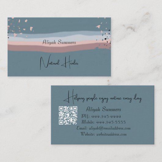 Minimalistischer Bunter Boho-QR-Code Meditativ Visitenkarte (Vorne/Hinten)