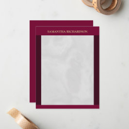 Minimalistischer Burgund und Graumarmorname Mitteilungskarte