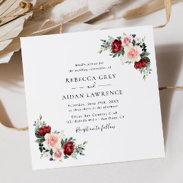 Minimalistischer Burgunder Blush Blumenzwiebelplat Einladung