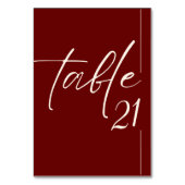 Minimalistischer Burgunder-Marion und Rote Hochzei Tischnummer (Rückseite)