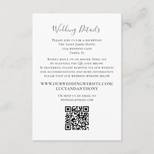 Minimalistischer Burgundy-Hochzeitcode - QR-Code Begleitkarte (Vorderseite)