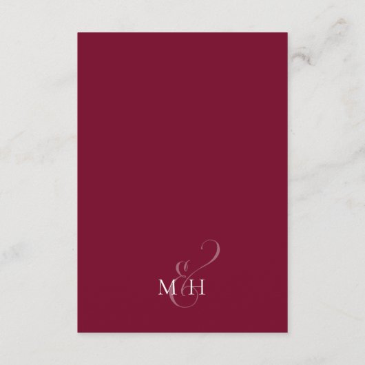 Minimalistischer Burgundy-Hochzeitcode - QR-Code Begleitkarte (Rückseite)