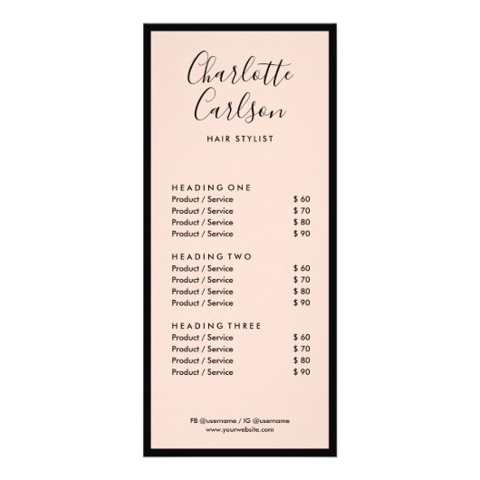 Minimalistischer Business Chic Rosa Werbekarte (Vorne)