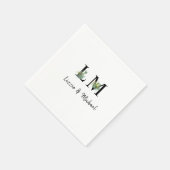 Minimalistischer Cactus Monogram Name White Cockta Serviette (Ecke)