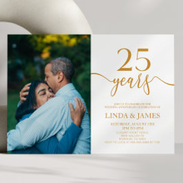 Minimalistischer Champagner 25. Hochzeitstag Einladung