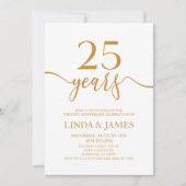 Minimalistischer Champagner 25. Hochzeitstag Einladung (Vorderseite)