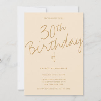 Minimalistischer Champagner 30. Geburtstag Einladung