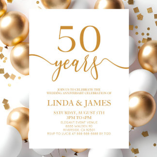 Minimalistischer Champagner 50. Hochzeitstag Einladung