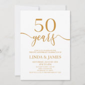 Minimalistischer Champagner 50. Hochzeitstag Einladung (Vorderseite)