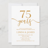Minimalistischer Champagner 75. Hochzeitstag Einladung (Vorderseite)