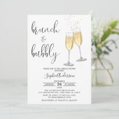 Minimalistischer Champagner Brunch & Bubbly Brautp Einladung (Stehend Vorderseite)