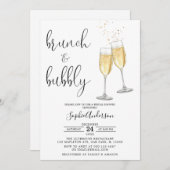 Minimalistischer Champagner Brunch & Bubbly Brautp Einladung (Vorne/Hinten)