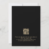 Minimalistischer Champagner Gold Black QR Code Hoc Einladung (Rückseite)