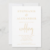 Minimalistischer Champagner Gold QR Code Hochzeit Einladung (Vorderseite)