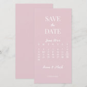 Minimalistischer Champagner Rosa Kalender Save The Date (Vorne/Hinten)