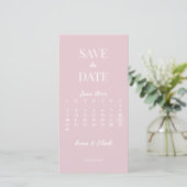 Minimalistischer Champagner Rosa Kalender Save The Date (Stehend Vorderseite)