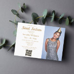 Minimalistischer Chic 16 . Geburtstag qr Code Foto Einladung<br><div class="desc">elegante minimalistische Chic 16 . Geburtstag qr Code Foto Goldkalligraphie Einladung</div>