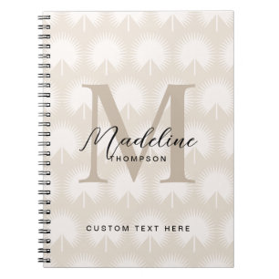 Minimalistischer Chic Beige Anahaw-Blatt Schrift-M Notizblock