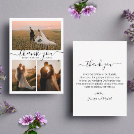 Minimalistischer Chic danke Ihnen 3 Fotos Collage  Mitteilungskarte