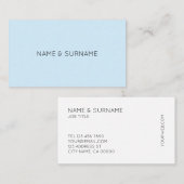 Minimalistischer Chic moderne BabyBlue Visitenkarte (Vorne/Hinten)