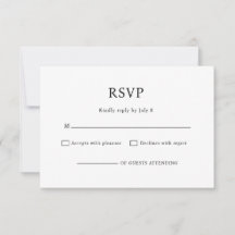 Minimalistischer Chic Schwarz-Weiß-Hochzeits-RSVP