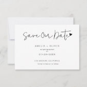 Minimalistischer Chic-Script-Herz-Moderne-Hochzeit Save The Date (Vorderseite)