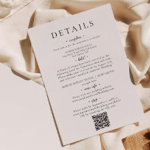 Minimalistischer Chic Script QR Code Hochzeitdetai