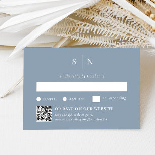 Minimalistischer Chic Staubblau   Traditionell und RSVP Karte
